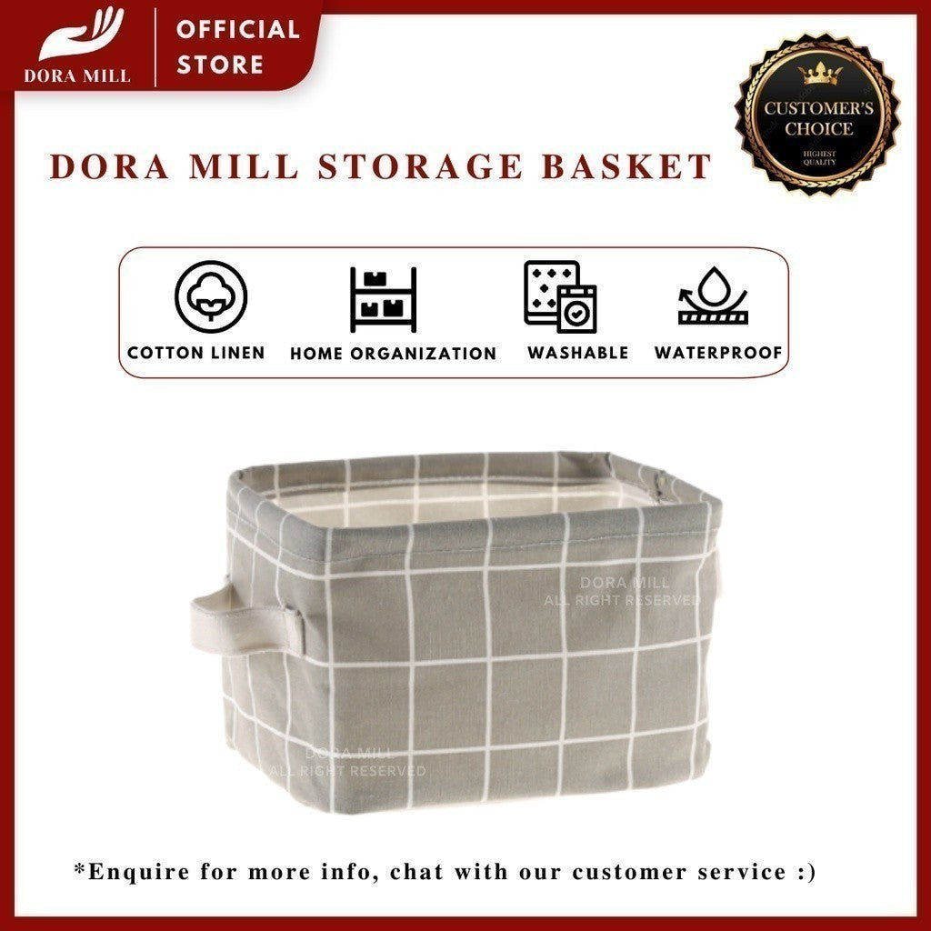 Dora Mill Waterproof Cotton Linen Foldable Storage Box – Desktop Organizer /Sundries Storage Basket #ASA