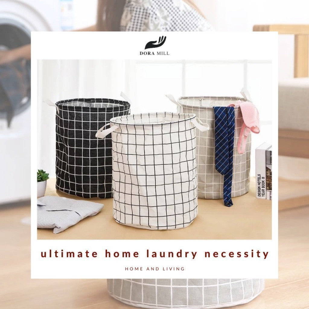 Dora Mill Waterproof  Foldable Laundry Basket / Storage Bag – Linen Cotton Home Organizer Basket #ASB