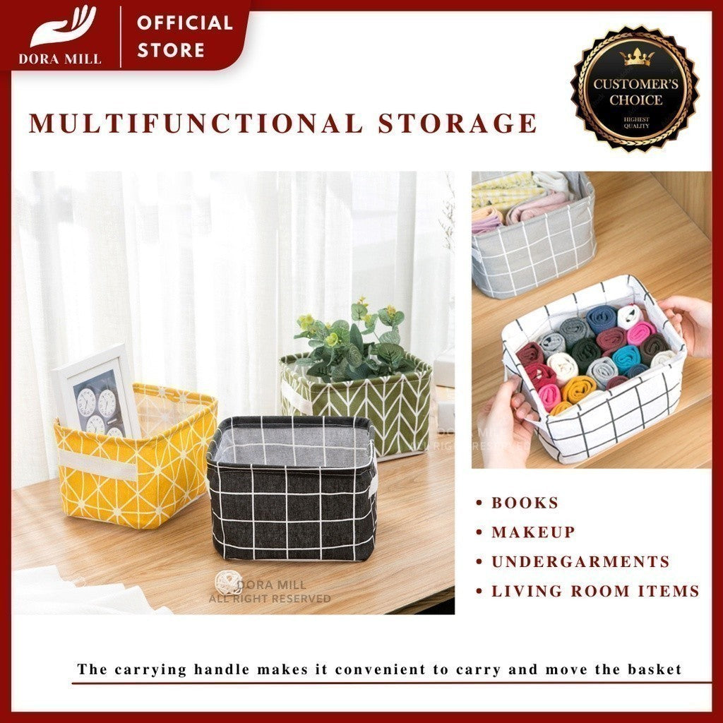 Dora Mill Waterproof Cotton Linen Foldable Storage Box – Desktop Organizer /Sundries Storage Basket #ASA