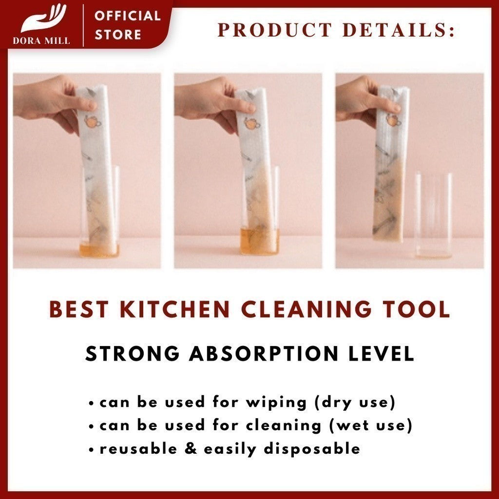 Gulungan Tuala Kertas Pinggan Piring Dapur Dora Mill – Gulungan Pembersih Pelbagai Guna #WCC