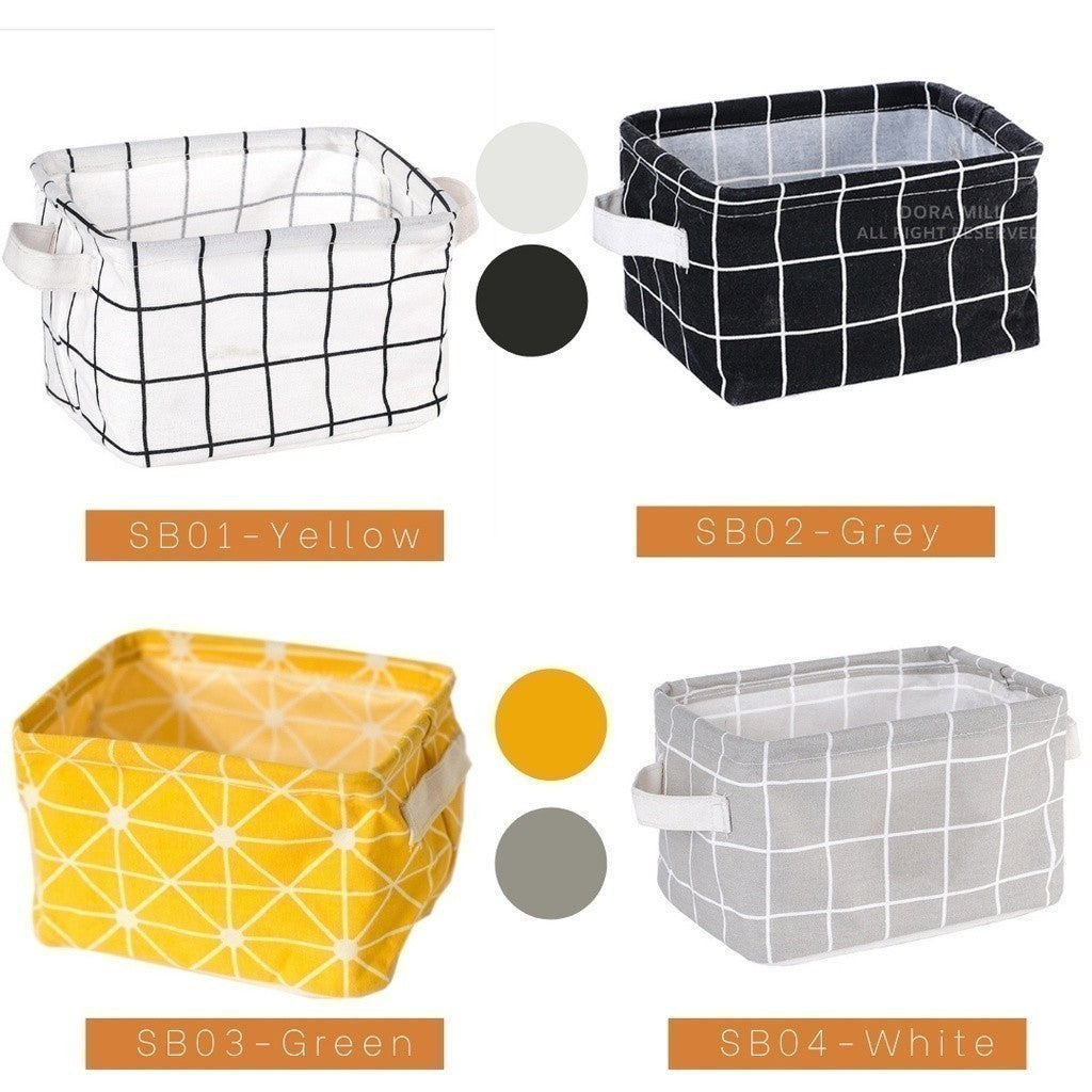 Dora Mill Waterproof Cotton Linen Foldable Storage Box – Desktop Organizer /Sundries Storage Basket #ASA