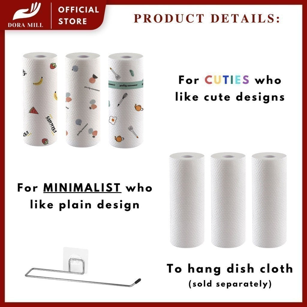Gulungan Tuala Kertas Pinggan Piring Dapur Dora Mill – Gulungan Pembersih Pelbagai Guna #WCC