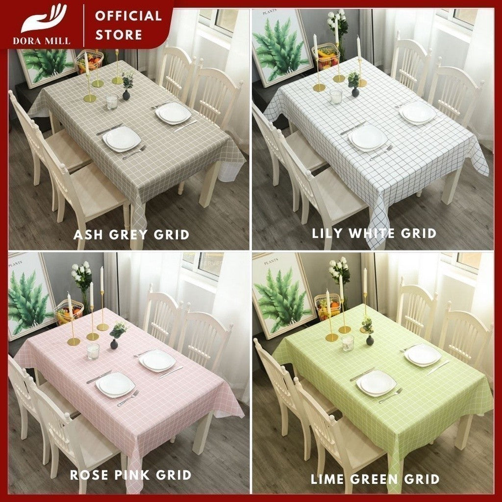 Dora Mill PVC Waterproof  Reusable Table Cloth – Nordic Minimalist Oilproof Reusable Dining Cover #ATA
