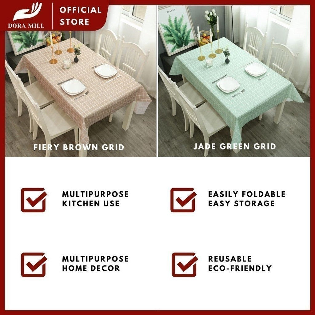 Dora Mill PVC Waterproof  Reusable Table Cloth – Nordic Minimalist Oilproof Reusable Dining Cover #ATA