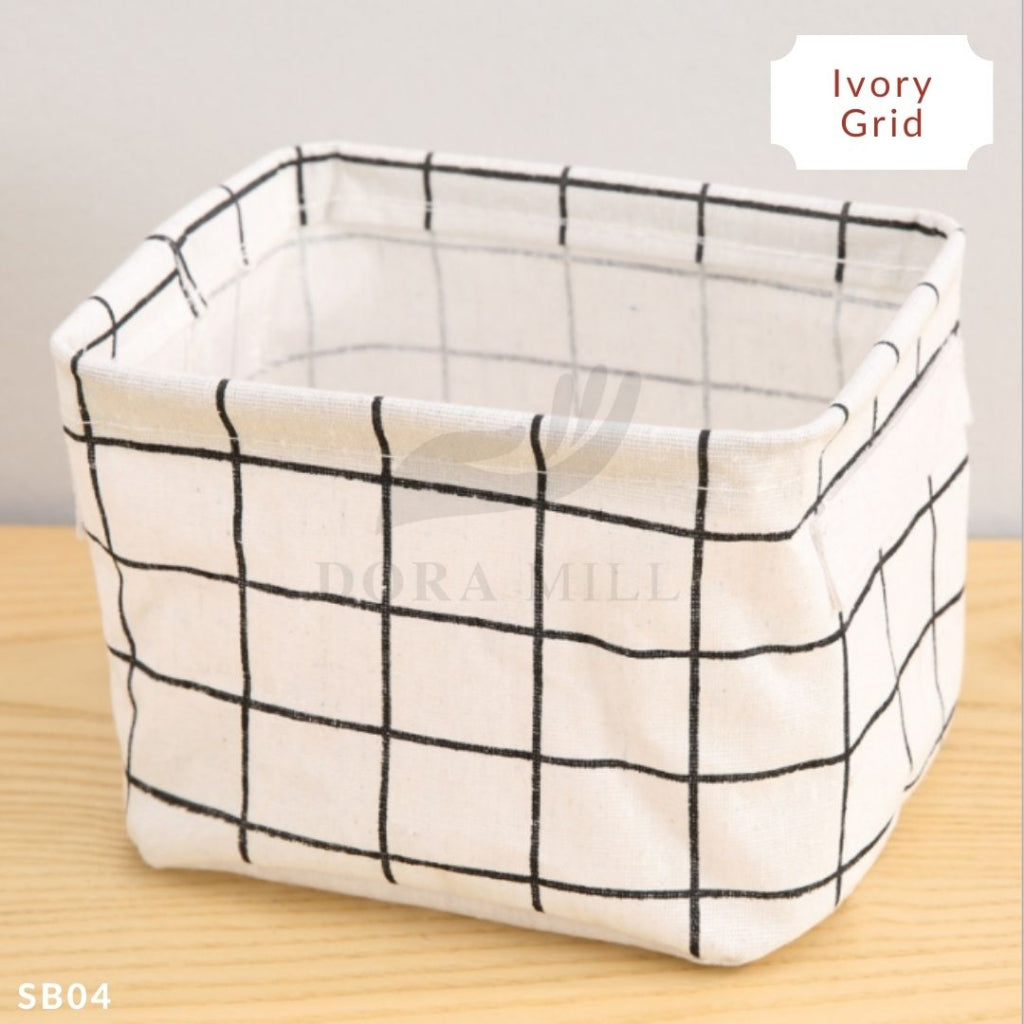 Dora Mill Waterproof Cotton Linen Foldable Storage Box – Desktop Organizer /Sundries Storage Basket #ASA