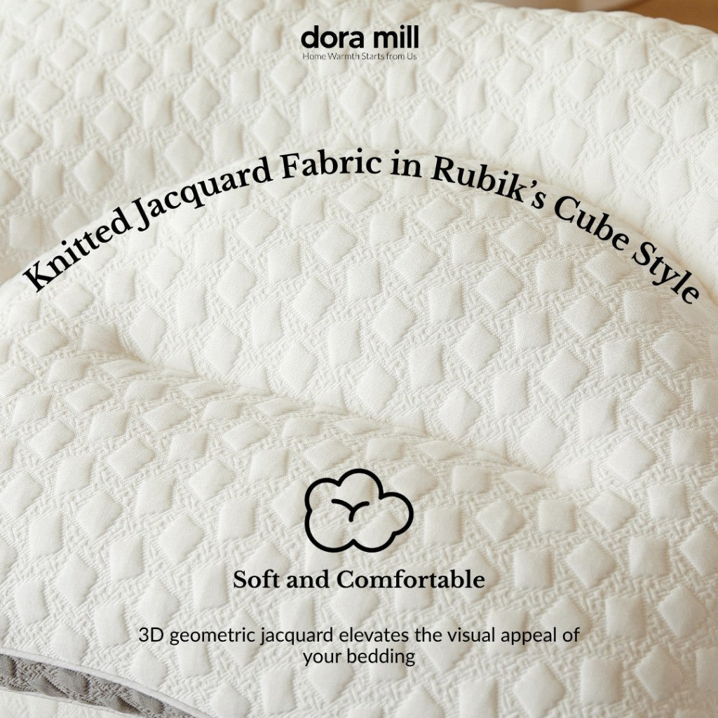 Dora Mill Firm Knitted Jacquard Cervical Pillow – Ergonomic & Hotel-Style & Soft Support (1300G) #APO