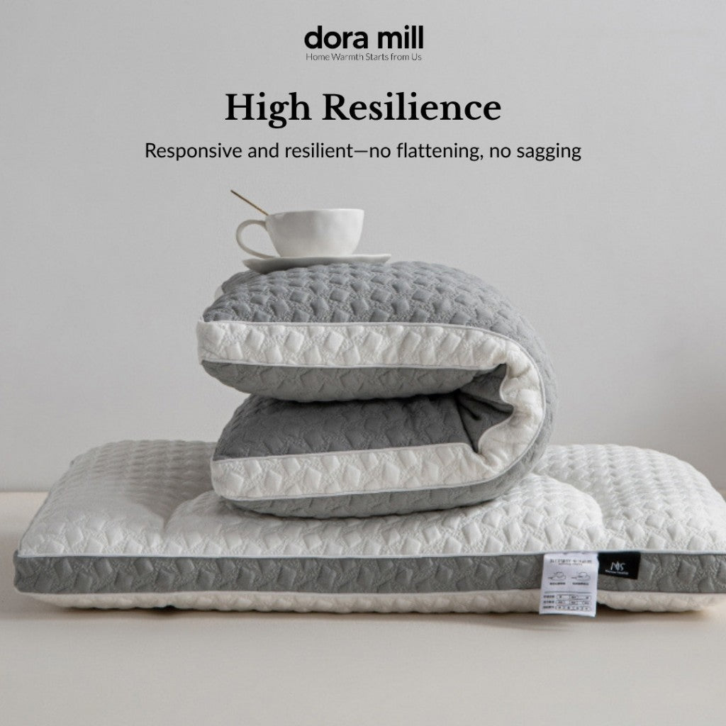 Dora Mill Firm Knitted Jacquard Cervical Pillow – Ergonomic & Hotel-Style & Soft Support (1300G) #APO
