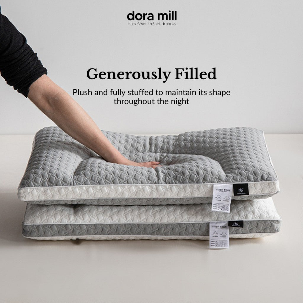 Dora Mill Firm Knitted Jacquard Cervical Pillow – Ergonomic & Hotel-Style & Soft Support (1300G) #APO