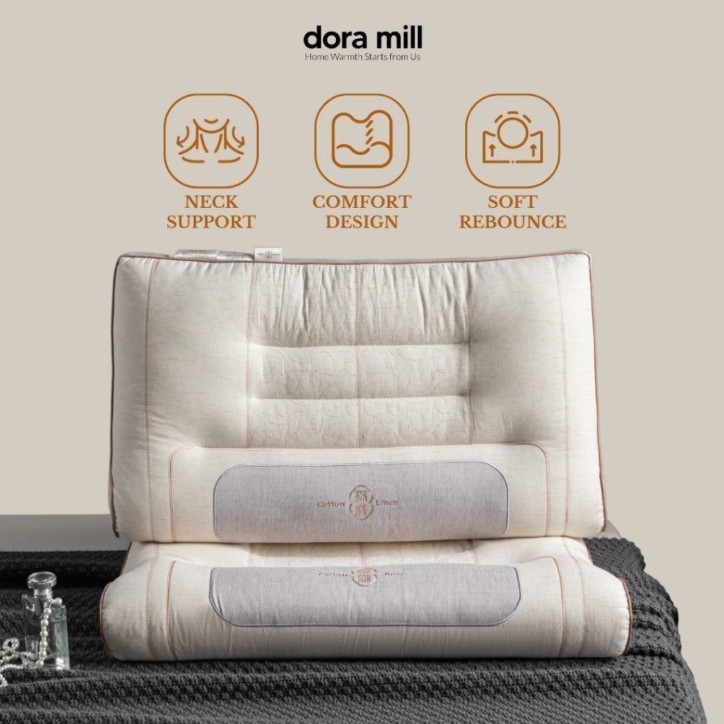 Dora Mill Cotton Ergonomic Neck Support Pillow - Firm Neck Support Pillow 1300G #API