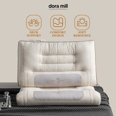 Dora Mill Cotton Ergonomic Neck Support Pillow - Firm Neck Support Pillow 1300G #API