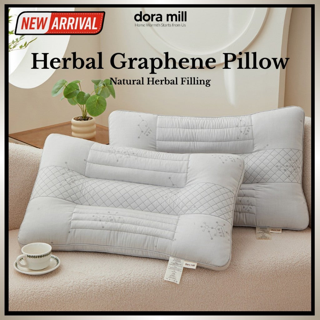 Dora Mill Lavender & Wormwood Natural Herbal Pillow – Relaxing Sleep Support with Graphene Fabric Pillow 1300G #APR
