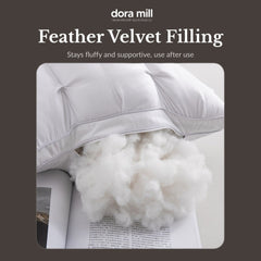 Dora Mill Luxury Feather Silk Pillow - Pain Relief Neck Support Pillow 1000G #APN