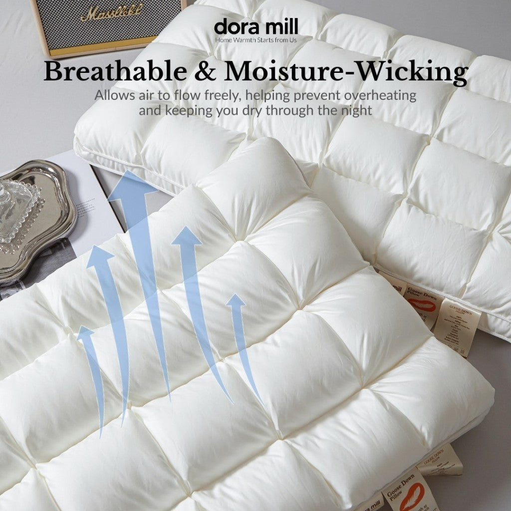 Bantal Bawah Angsa Hotel Mewah Dora Mill Ultra Lembut – 1300G #APL