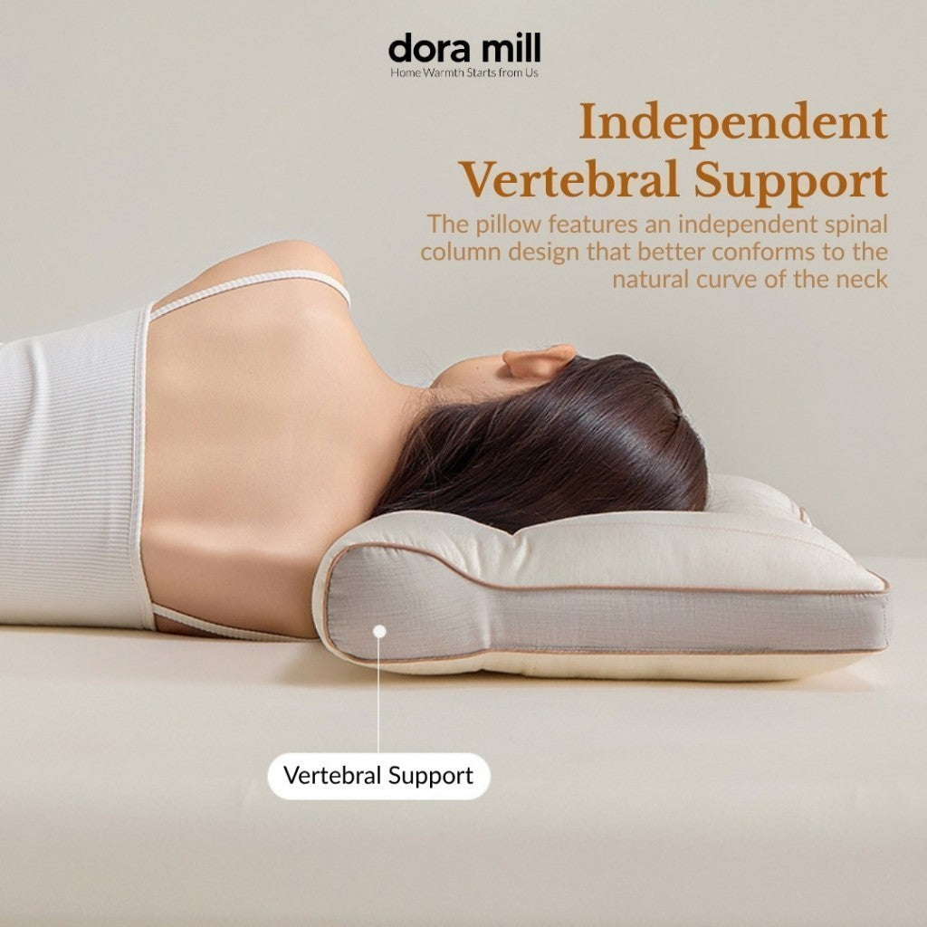 Dora Mill Cotton Ergonomic Neck Support Pillow - Firm Neck Support Pillow 1300G #API