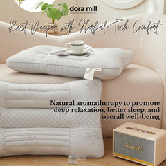 Dora Mill Lavender & Wormwood Natural Herbal Pillow – Relaxing Sleep Support with Graphene Fabric Pillow 1300G #APR
