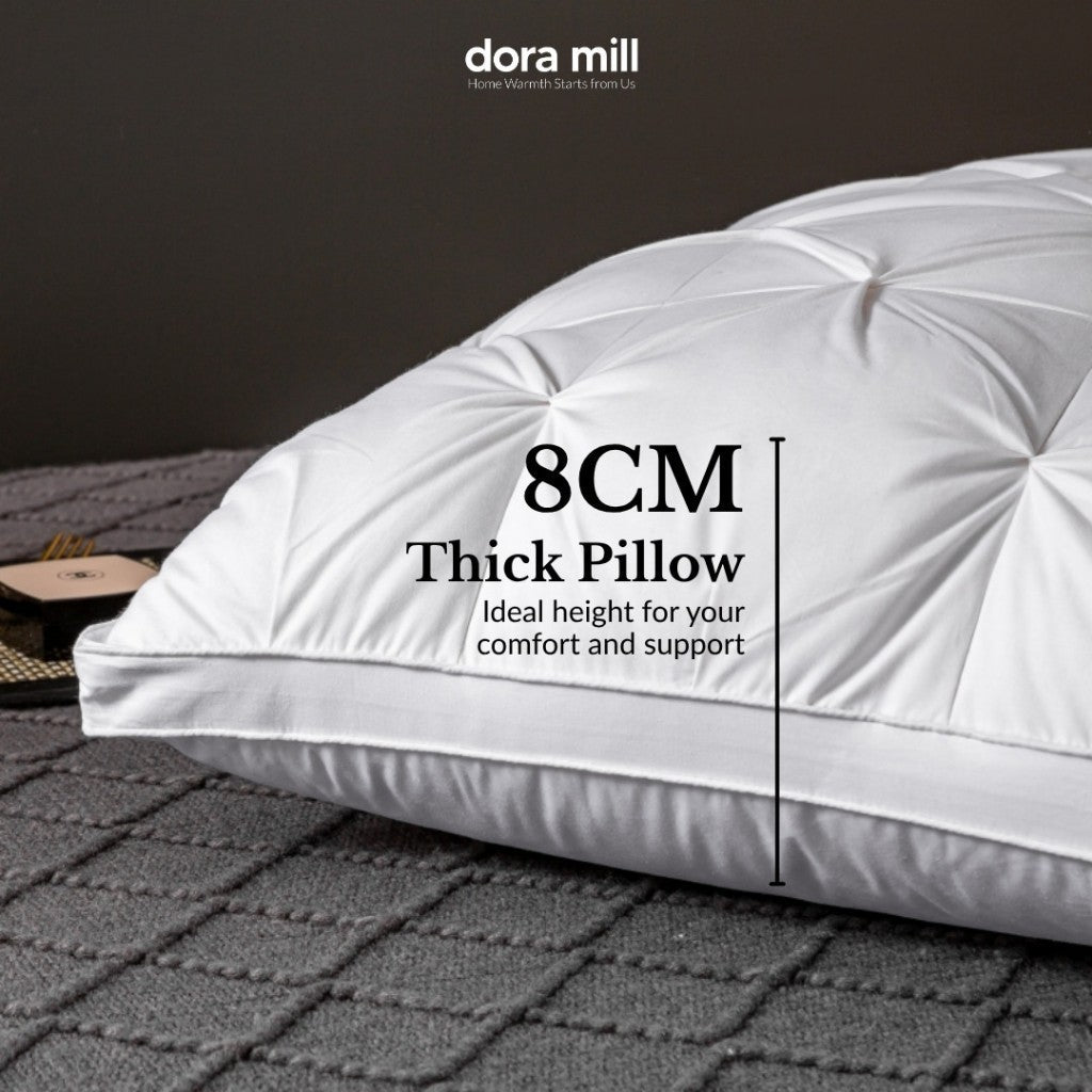 Dora Mill Luxury Feather Silk Pillow - Pain Relief Neck Support Pillow 1000G #APN