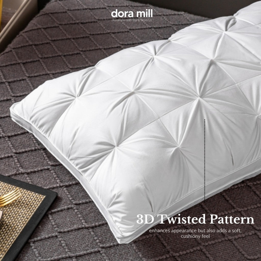 Dora Mill Luxury Feather Silk Pillow - Pain Relief Neck Support Pillow 1000G #APN