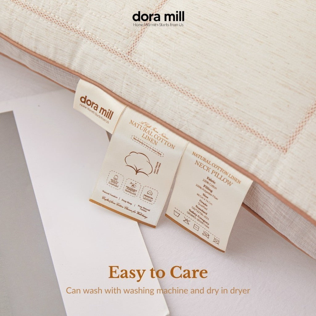 Dora Mill Cotton Ergonomic Neck Support Pillow - Firm Neck Support Pillow 1300G #API