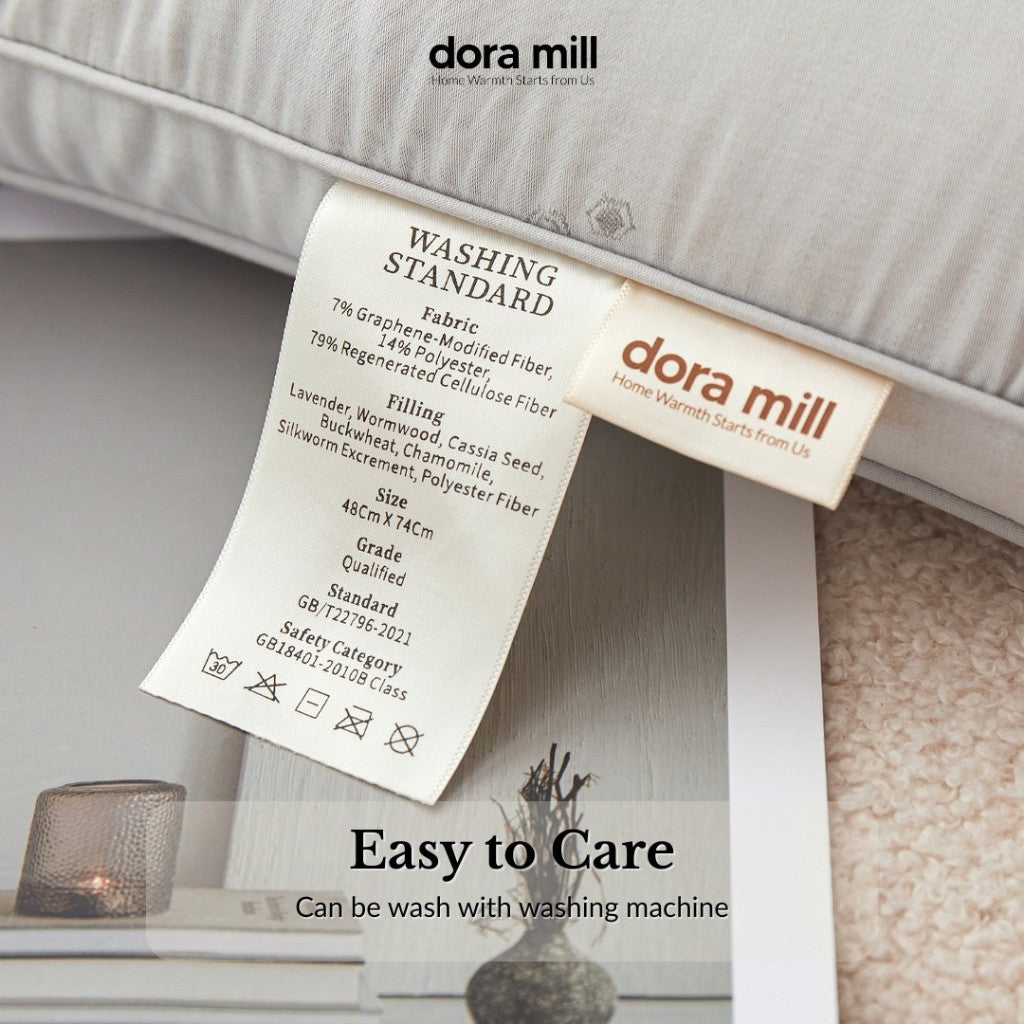 Dora Mill Lavender & Wormwood Natural Herbal Pillow – Relaxing Sleep Support with Graphene Fabric Pillow 1300G #APR