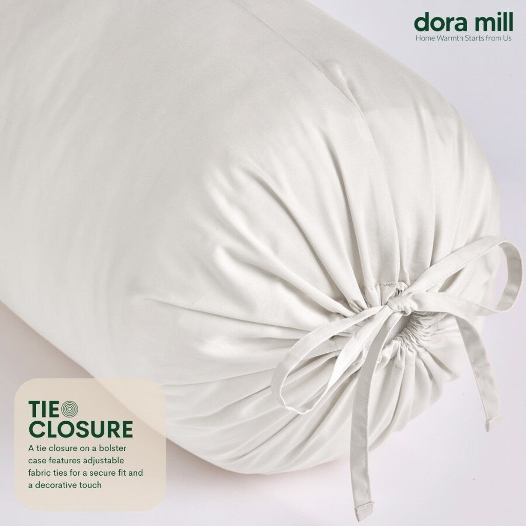 Dora Mill Plain Series Aloe Cotton Bolster Case – Soft & Breathable with Strap #ABD
