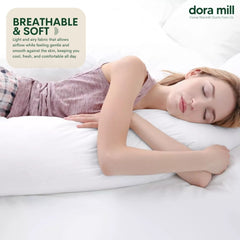 Dora Mill Plain Series Aloe Cotton Bolster Case – Soft & Breathable with Strap #ABD
