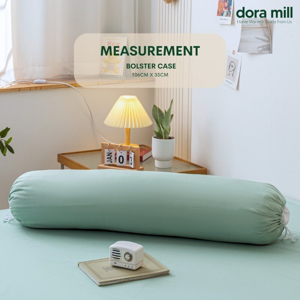 Dora Mill Plain Series Aloe Cotton Bolster Case – Soft & Breathable with Strap #ABD