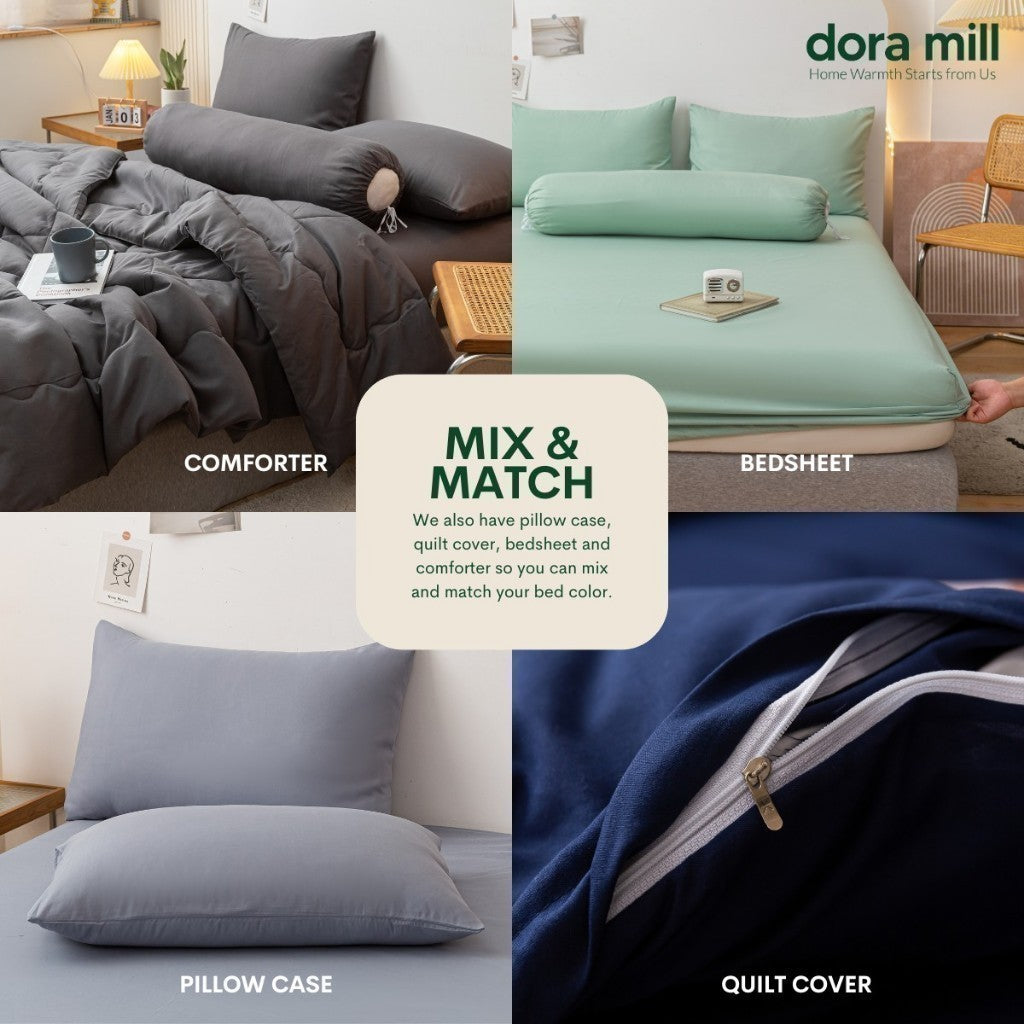 Dora Mill Plain Series Aloe Cotton Bolster Case – Soft & Breathable with Strap #ABD