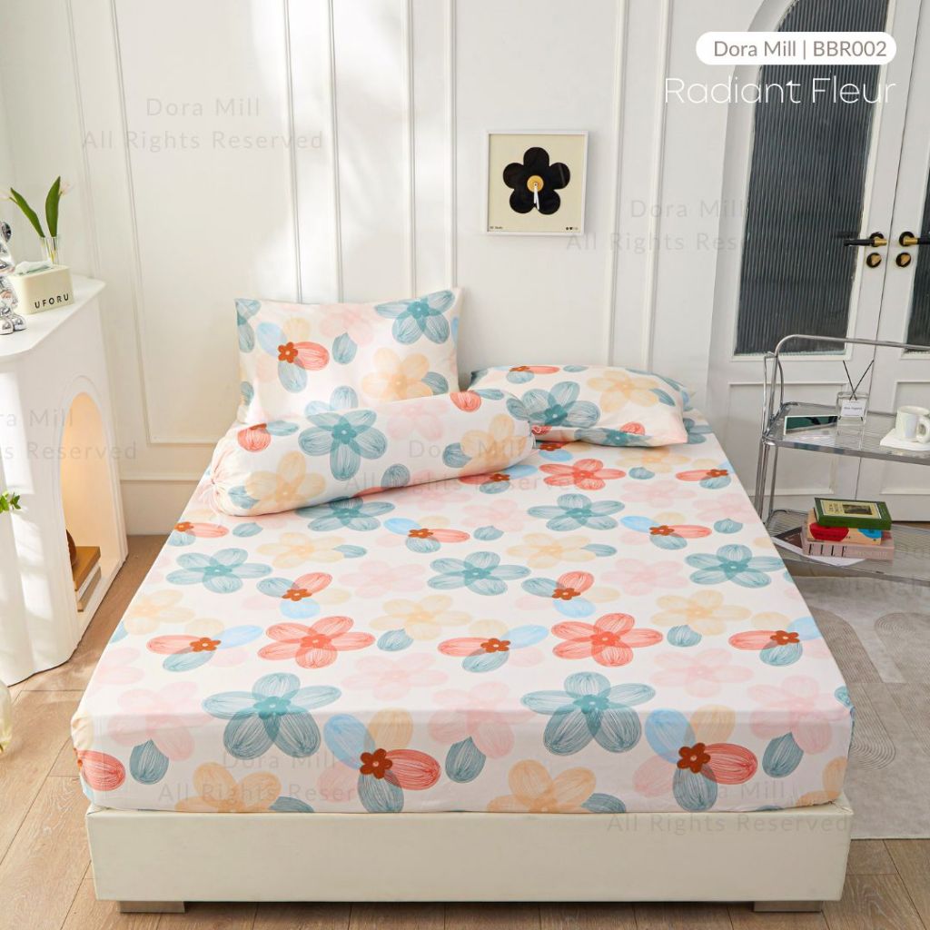 Dora Mill Bunga Series Aloe Cotton Fitted Bedsheet with Pillow & Bolster Case #BBR