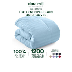 Dora Mill 3cm Stripe Hotel Collection Quilt Cover – Elegant Cotton Linen Duvet Cover with Satin Finish #BNY