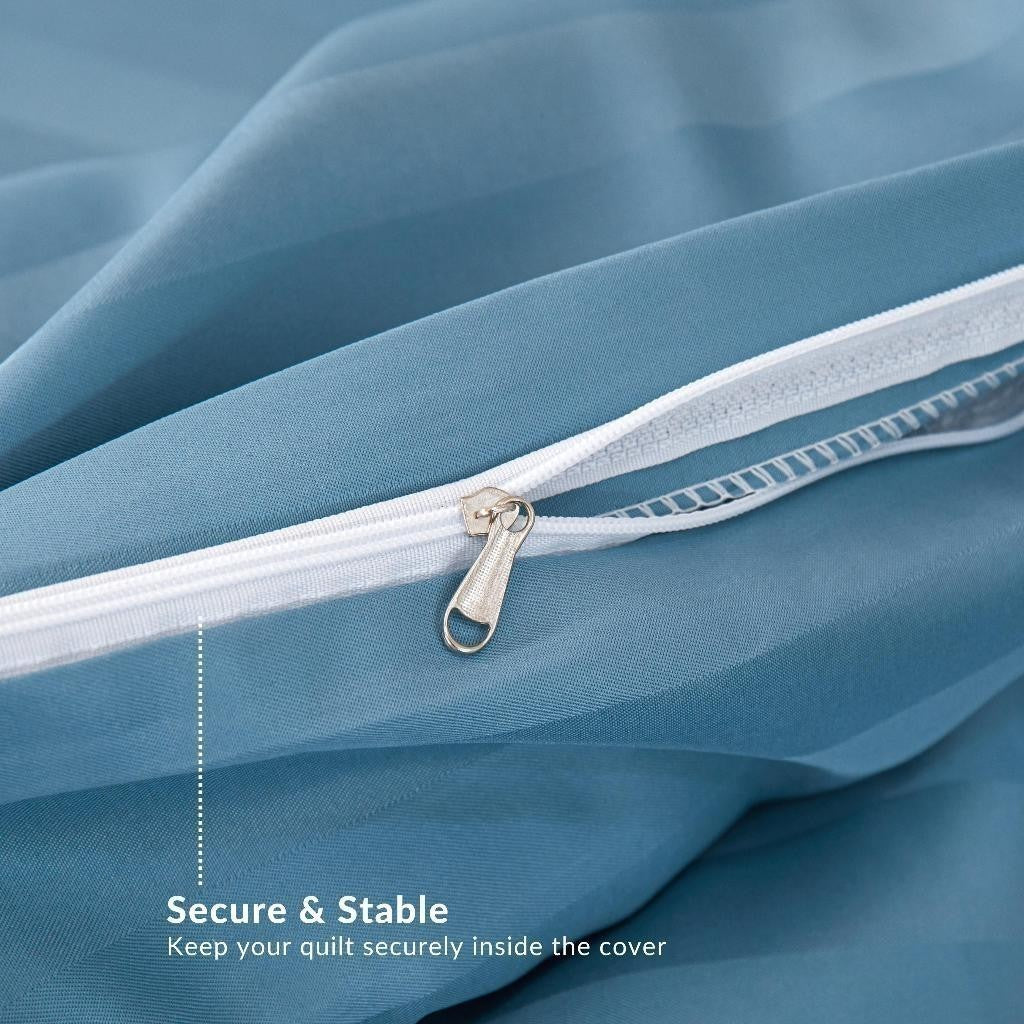 Dora Mill 3cm Stripe Hotel Collection Quilt Cover – Elegant Cotton Linen Duvet Cover with Satin Finish #BNY