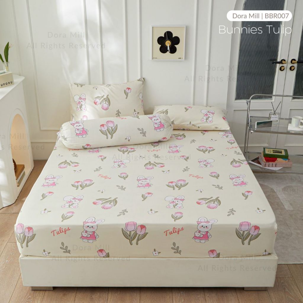 Dora Mill Bunga Series Aloe Cotton Fitted Bedsheet with Pillow & Bolster Case #BBR