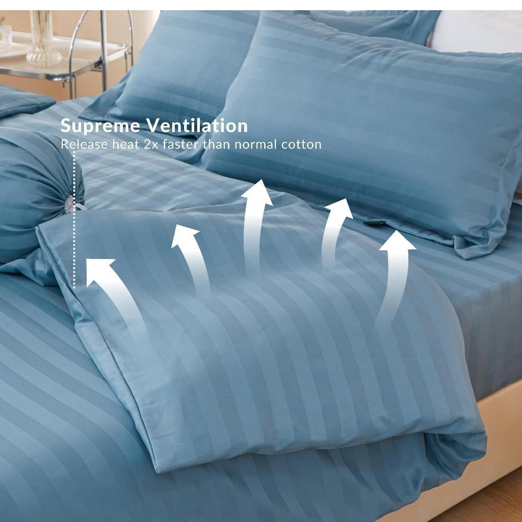 Dora Mill 3cm Stripe Hotel Collection Quilt Cover – Elegant Cotton Linen Duvet Cover with Satin Finish #BNY