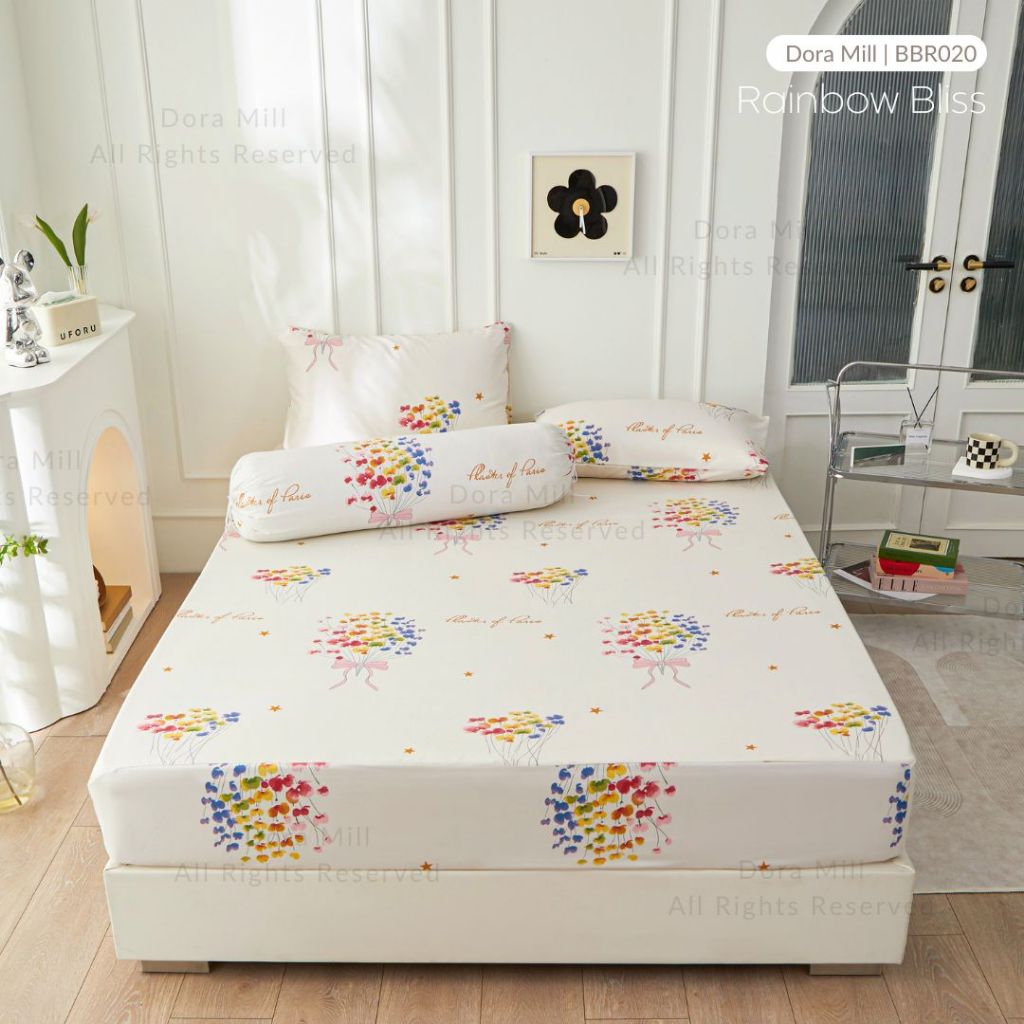 Dora Mill Bunga Series Aloe Cotton Fitted Bedsheet with Pillow & Bolster Case #BBR