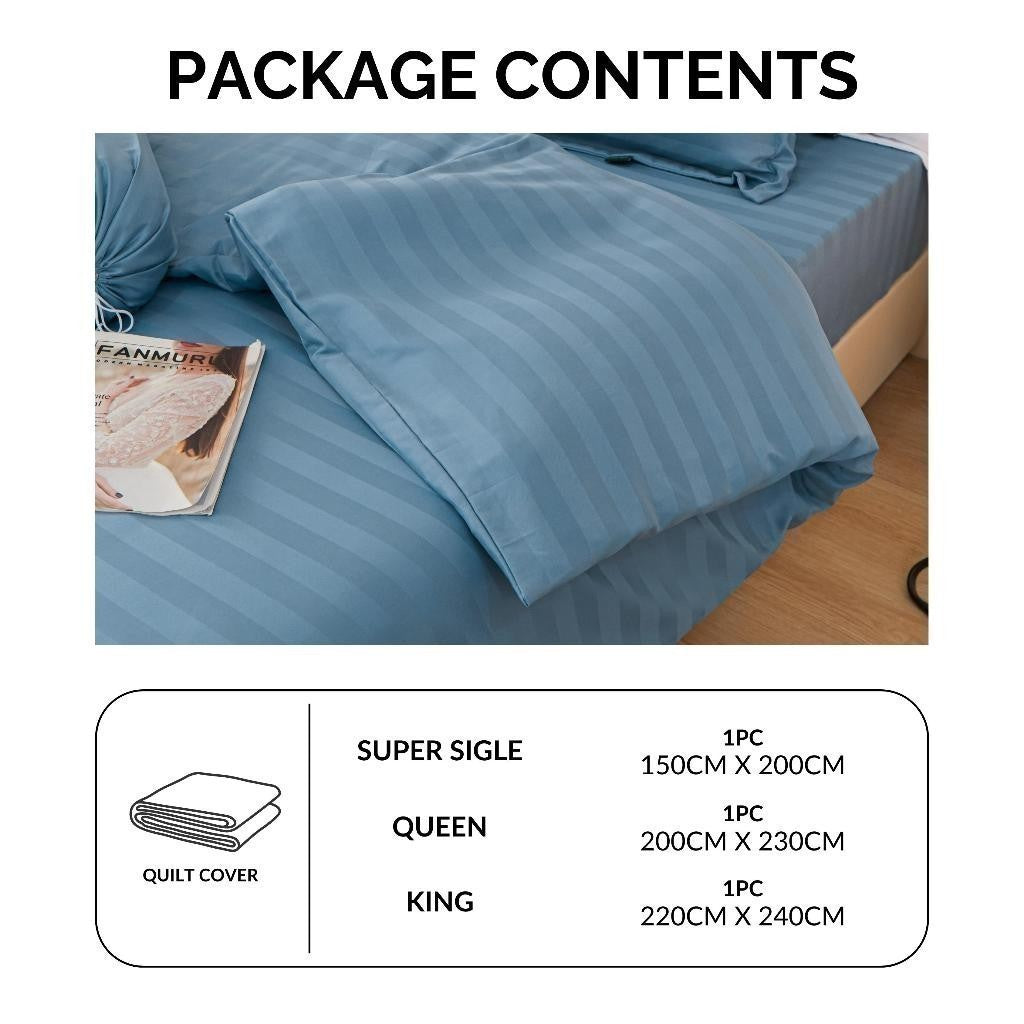 Dora Mill 3cm Stripe Hotel Collection Quilt Cover – Elegant Cotton Linen Duvet Cover with Satin Finish #BNY