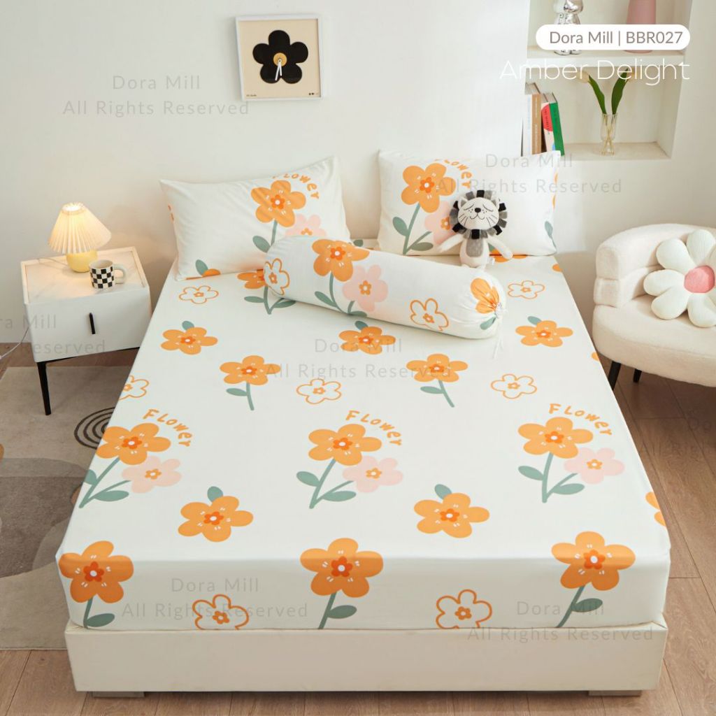 Dora Mill Bunga Series Aloe Cotton Fitted Bedsheet with Pillow & Bolster Case #BBR