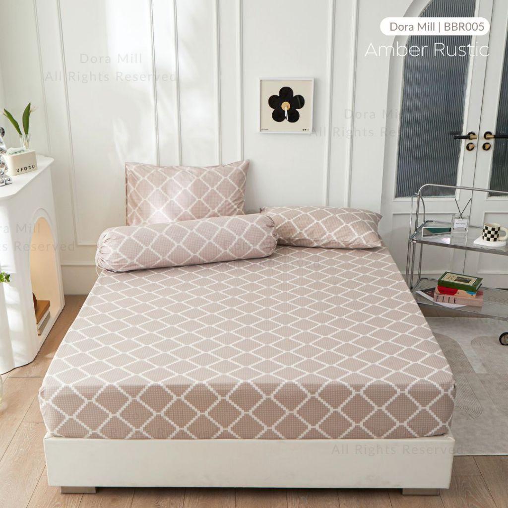 Dora Mill Bunga Series Aloe Cotton Fitted Bedsheet with Pillow & Bolster Case #BBR
