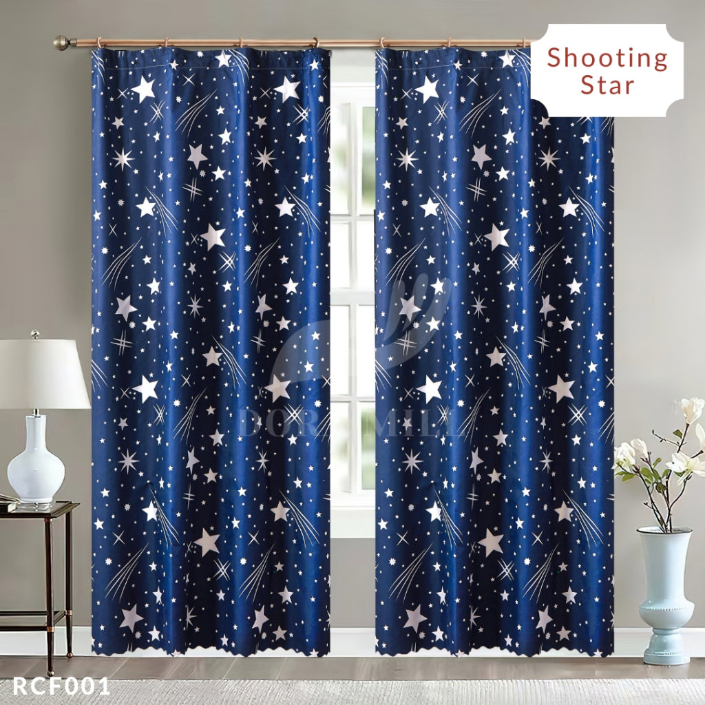 Dora Mill Bunga Series Semi Blackout Curtain – 2-in-1 Hook & Rod Design #RCF