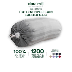 DORAMILL 3cm Stripes Bolster Case Sarung Bantal Peluk Cotton Linen 1200 TC Plain Hotel Quality #ABY