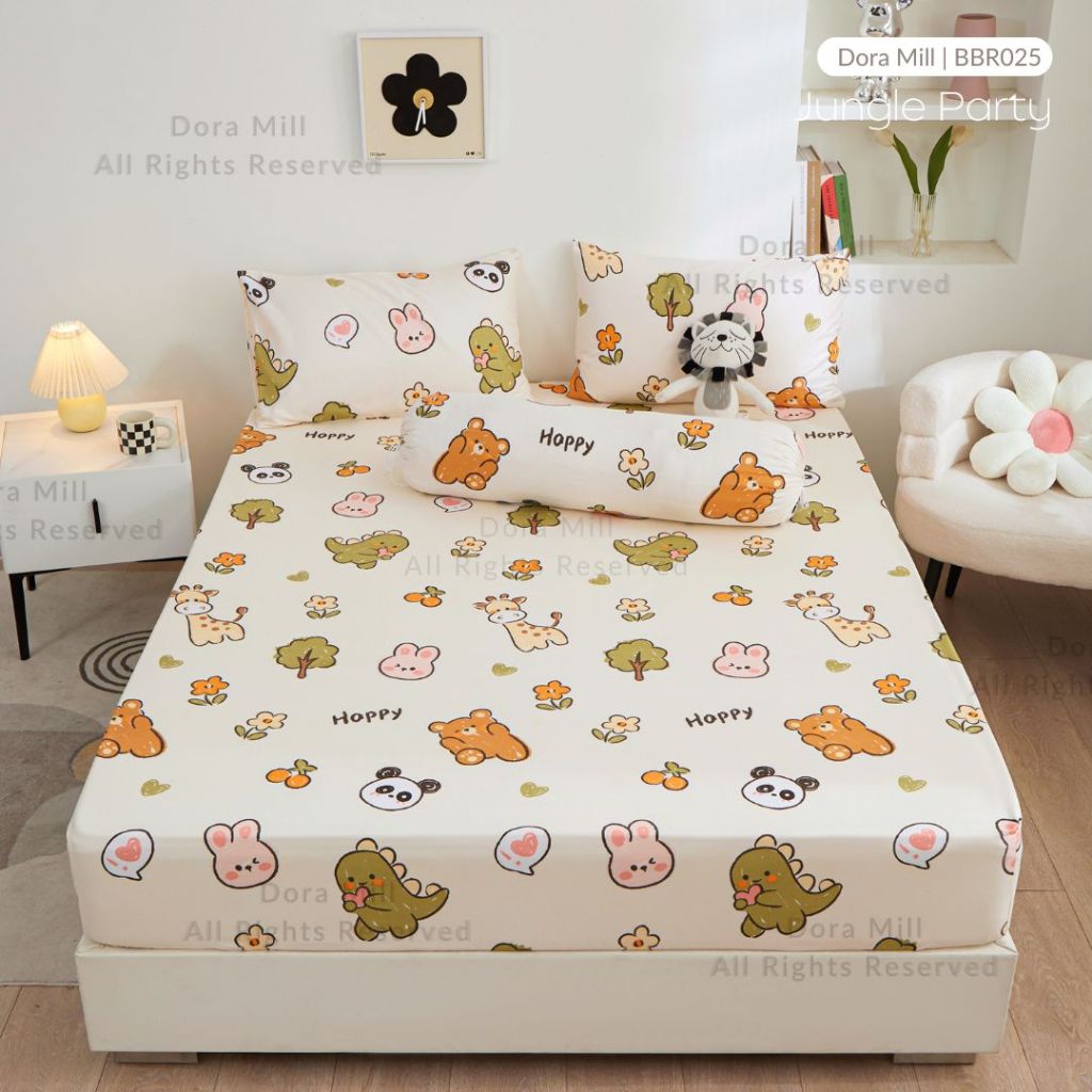 Dora Mill Bunga Series Aloe Cotton Fitted Bedsheet with Pillow & Bolster Case #BBR
