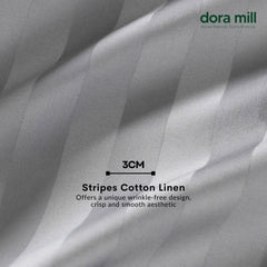 DORAMILL 3cm Stripes Bolster Case Sarung Bantal Peluk Cotton Linen 1200 TC Plain Hotel Quality #ABY