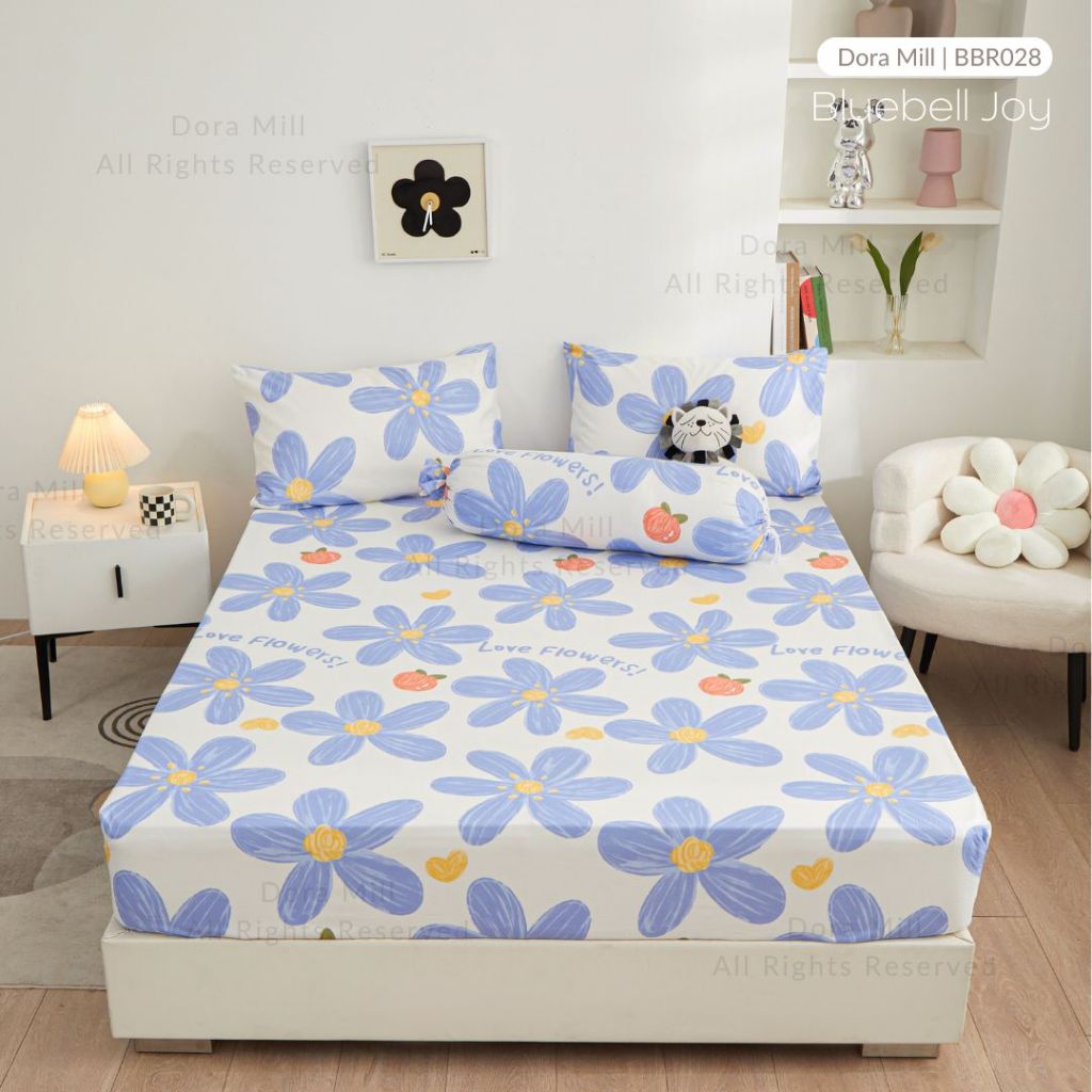 Dora Mill Bunga Series Aloe Cotton Fitted Bedsheet with Pillow & Bolster Case #BBR
