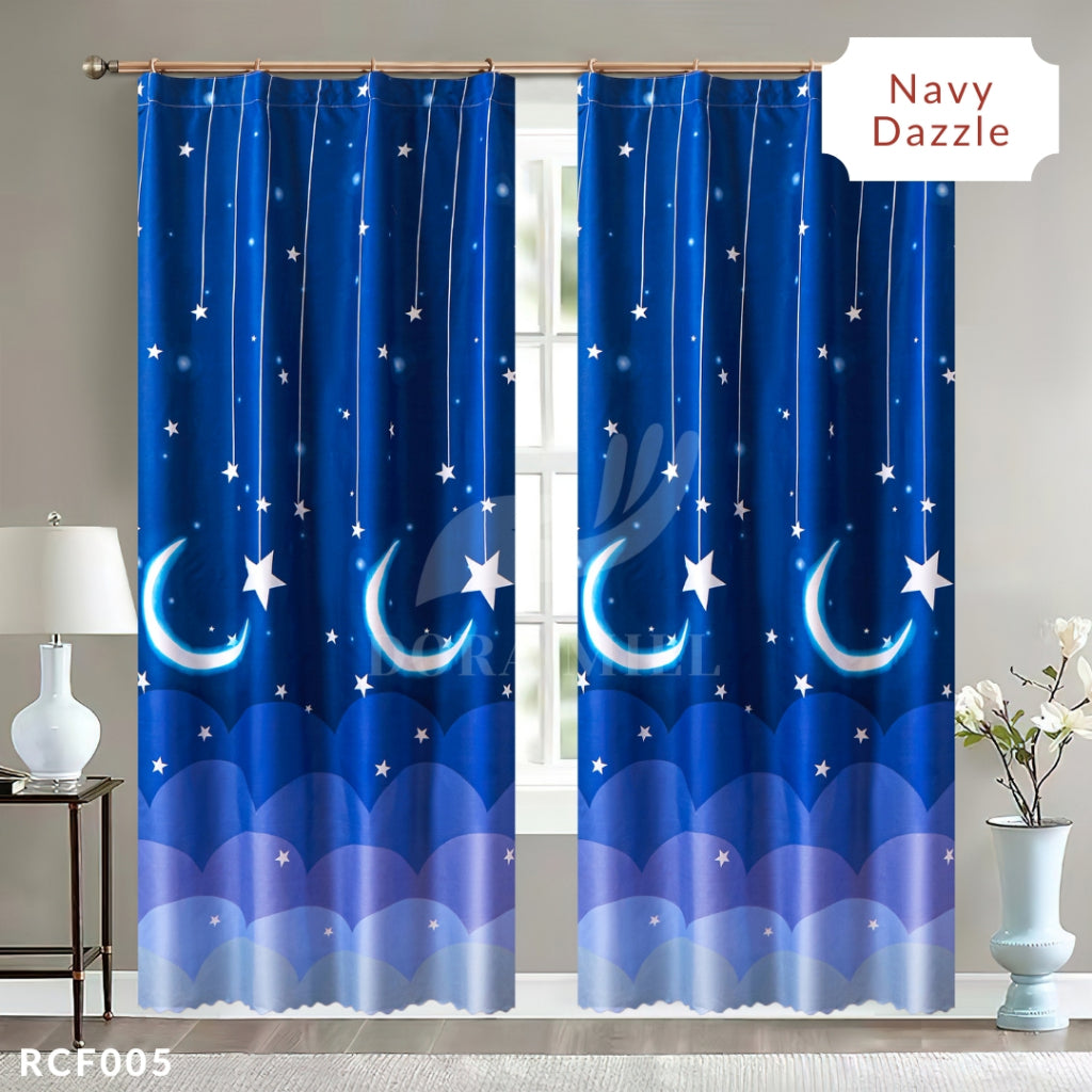 Dora Mill Bunga Series Semi Blackout Curtain – 2-in-1 Hook & Rod Design #RCF