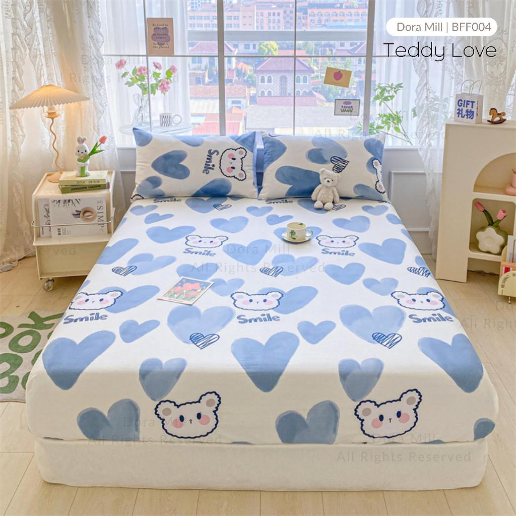 Dora Mill 100% Pure Cotton Fitted Bedsheet and Pillow Case - Super Single/Queen/King #BFF