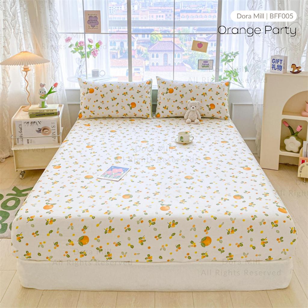 Dora Mill 100% Kapas Tulen Dilengkapi Cadar dan Sarung Bantal - Super Single/Queen/King #BFF