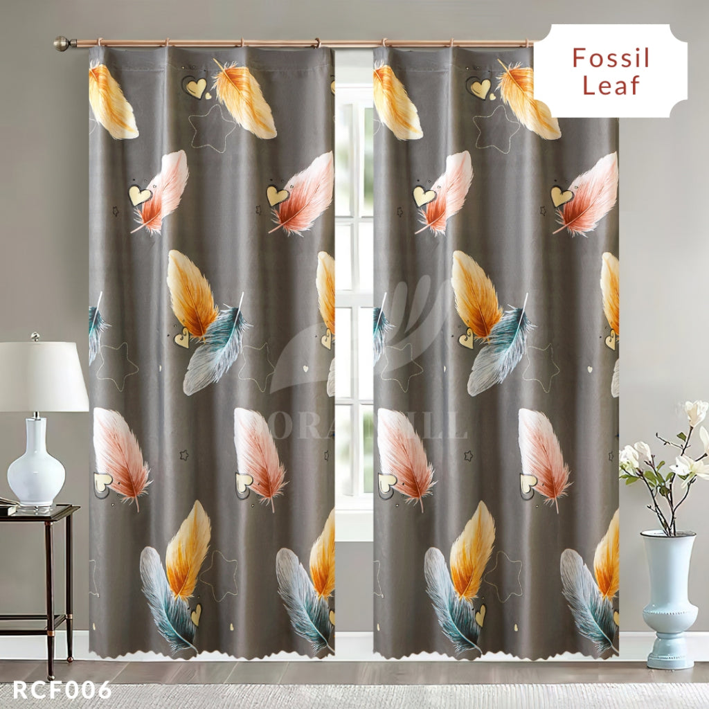 Dora Mill Bunga Series Semi Blackout Curtain – 2-in-1 Hook & Rod Design #RCF