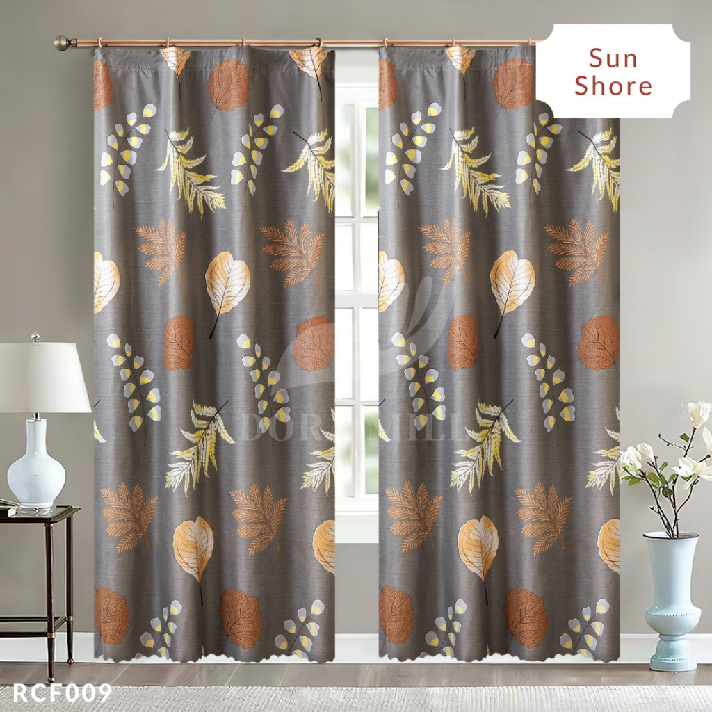 Dora Mill Bunga Series Semi Blackout Curtain – 2-in-1 Hook & Rod Design #RCF
