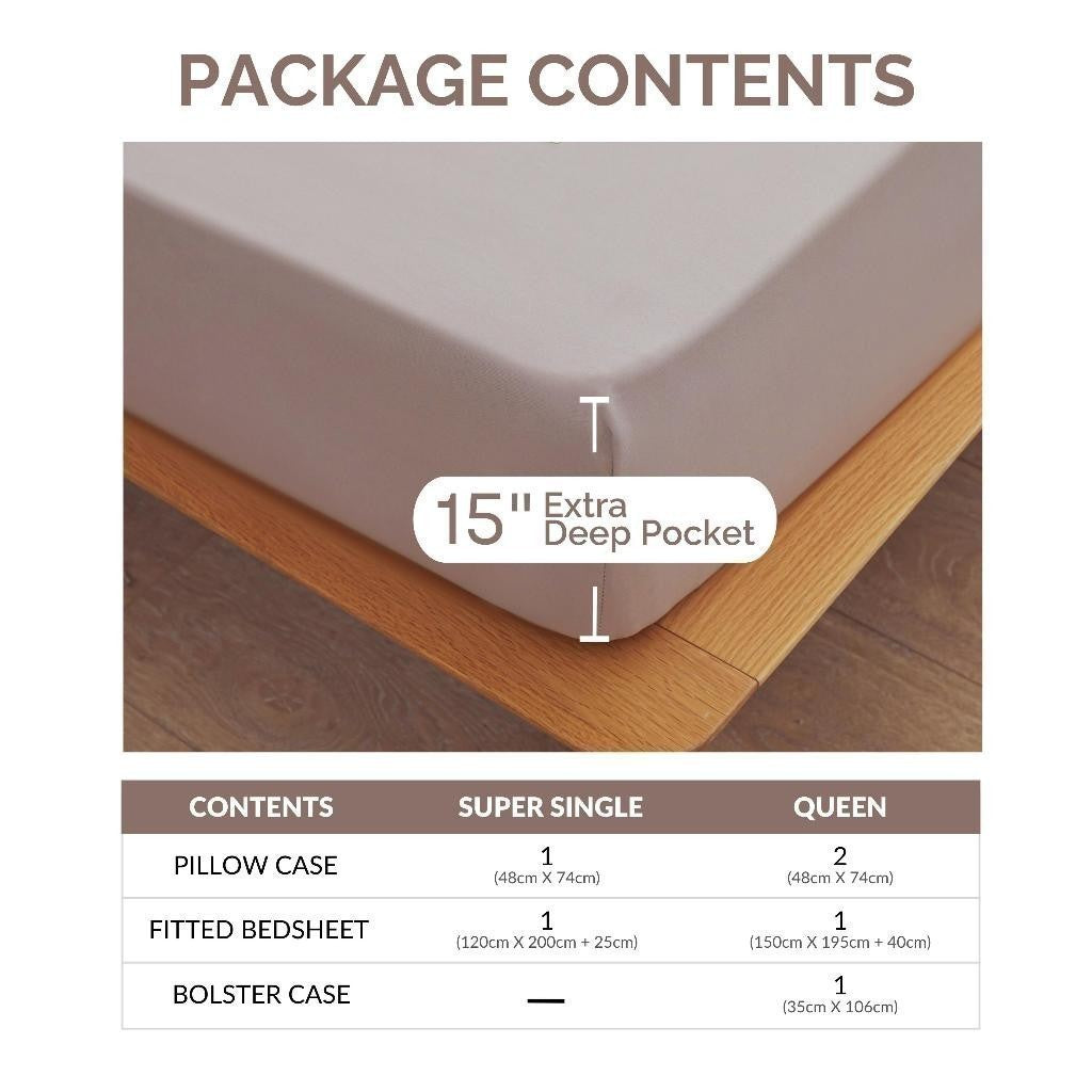 Dora Mill Plain Series Aloe Cotton Bedsheet with Bolster Case – Super Single / Queen #BBS