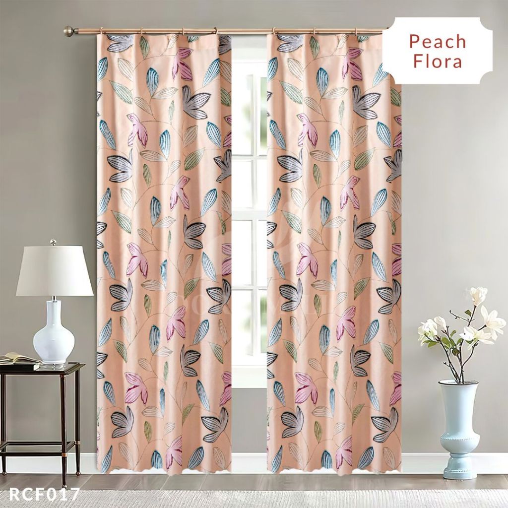 Dora Mill Bunga Series Semi Blackout Curtain – 2-in-1 Hook & Rod Design #RCF