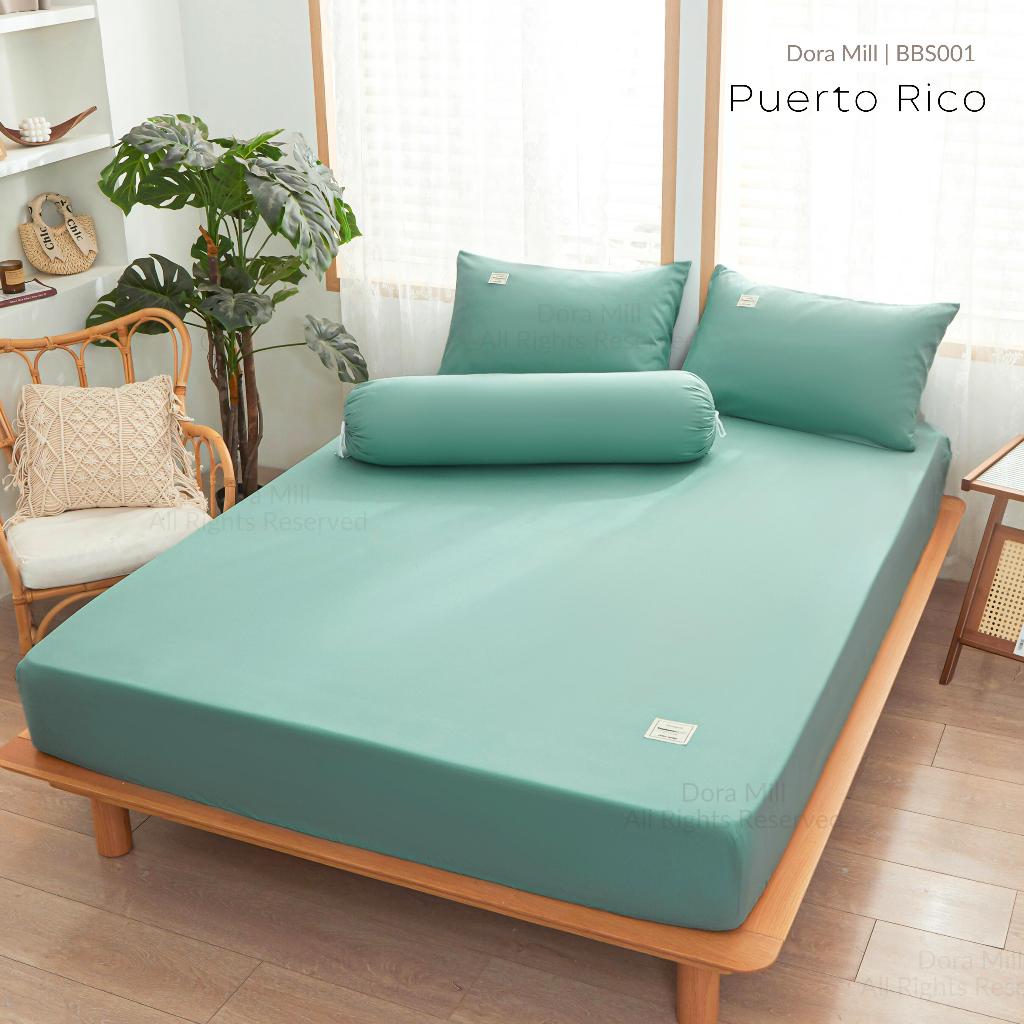 Dora Mill Plain Series Aloe Cotton Bedsheet with Bolster Case – Super Single / Queen #BBS
