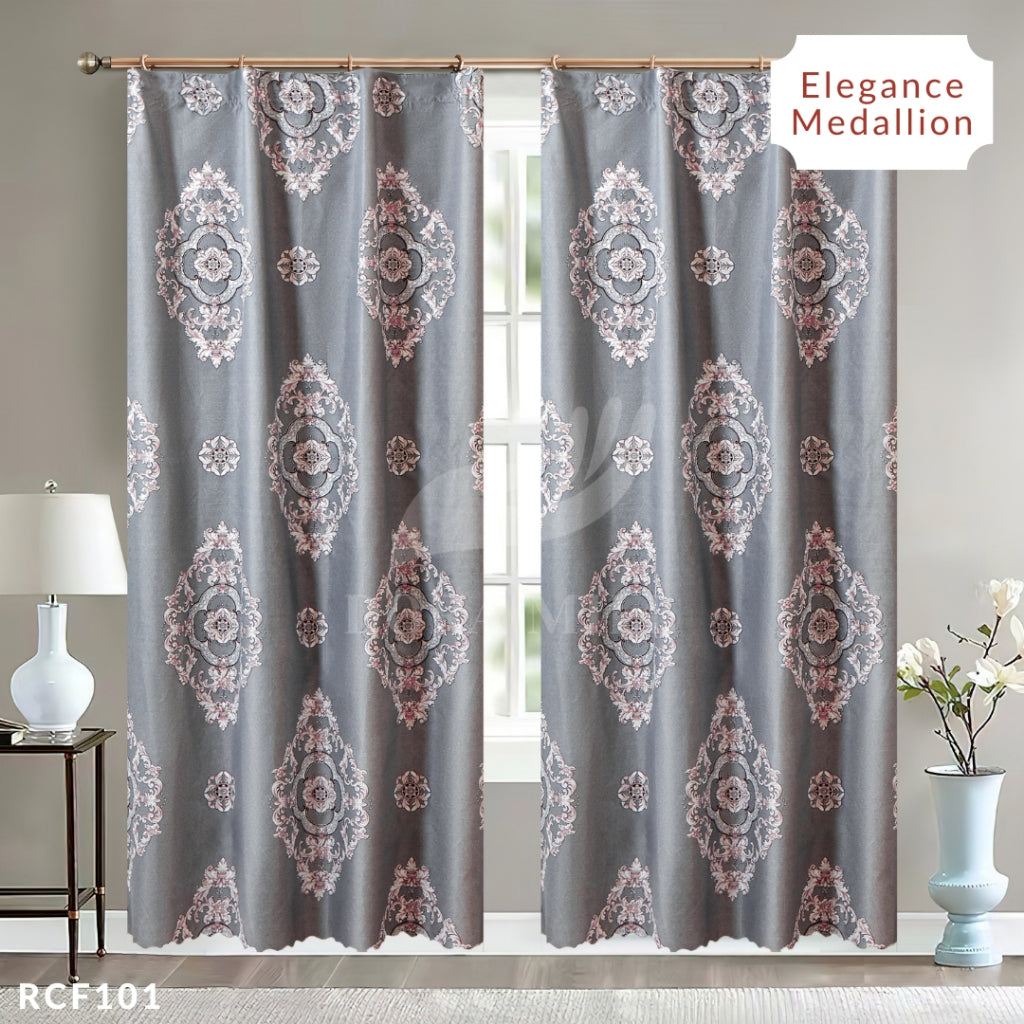 Dora Mill Bunga Series Semi Blackout Curtain – 2-in-1 Hook & Rod Design #RCF